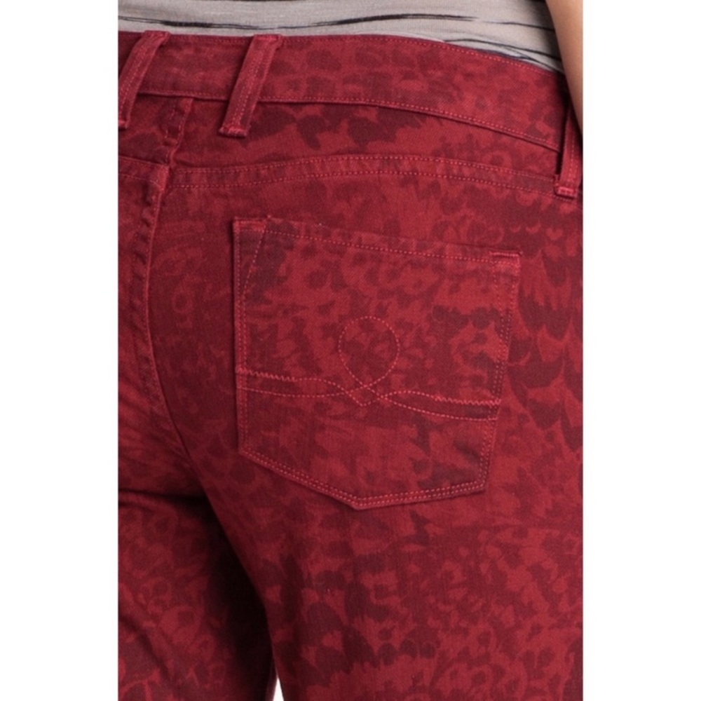 Lucky Legends Sofia Skinny Deep Red Jeans w Subtle Flower Print +MEASUREMENTS 31